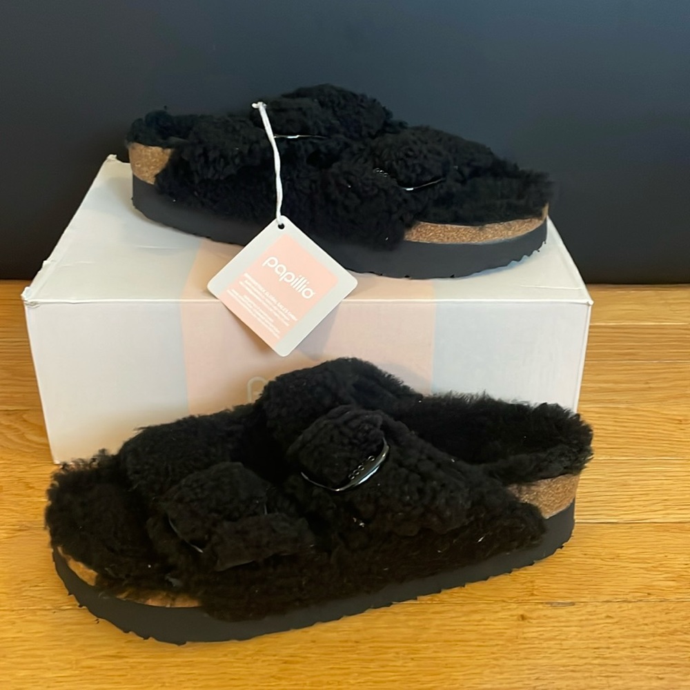 Birkenstock Papillio Arizona Big Buckle Shearling Pap Teddy Black 🖤